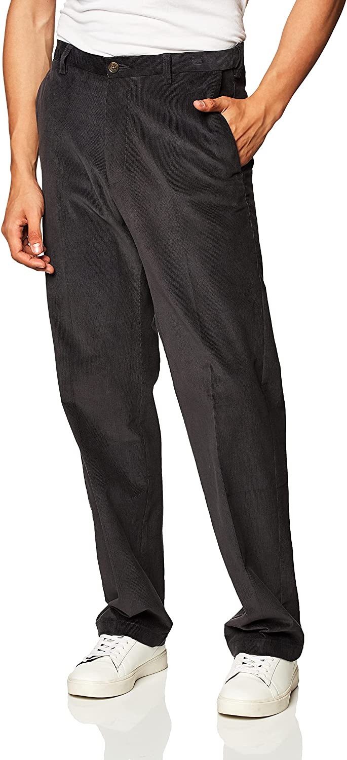 Haggar men's 21 wale stretch corduroy sales expandable waist classic fit plain front pant