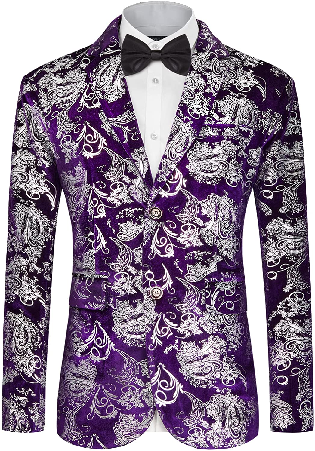 MAGE MALE Men's Two Button Dress Party Floral Suit Jacket Notched Lapel Slim Fit Stylish Blazer 