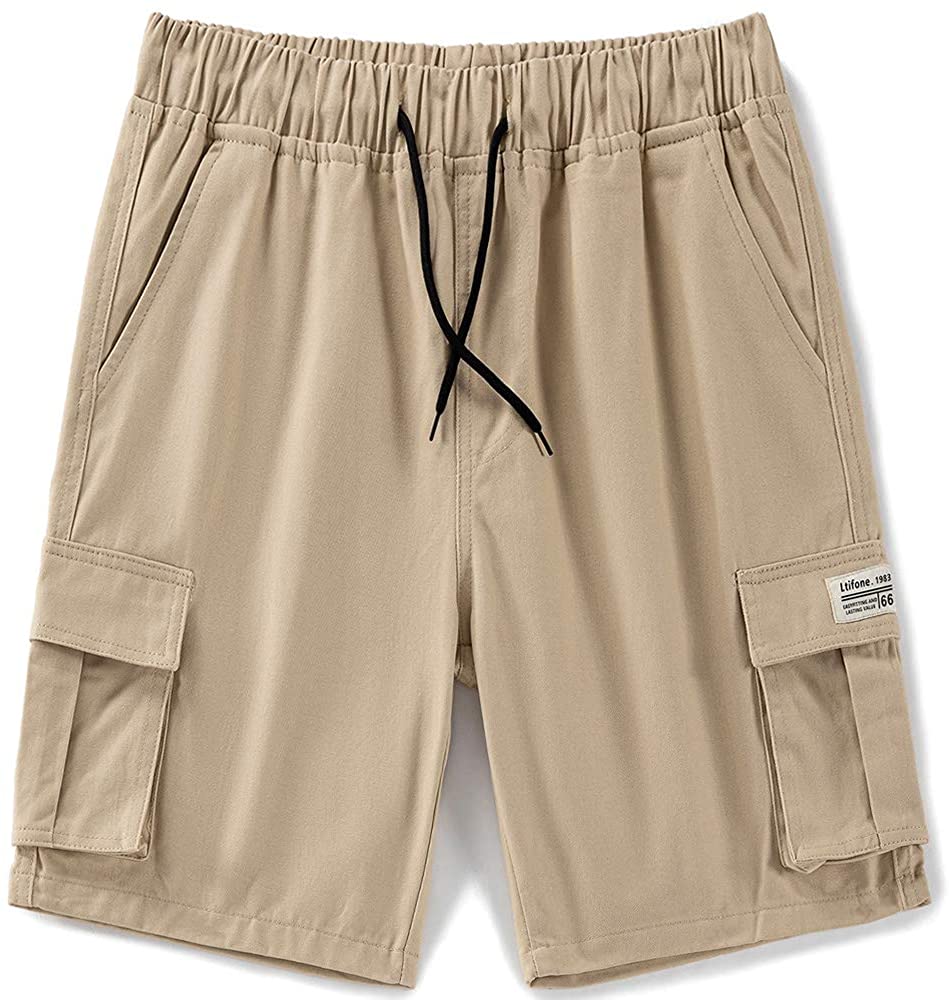 LTIFONE Men's Cargo Short Casual Elastic Premium Waist Relaxed Outdoor Summer Shorts with Pockets