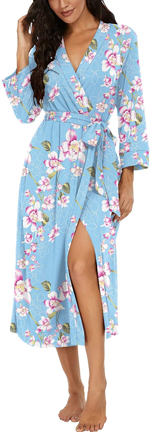 Details about   VINTATRE Women Kimono Robes Long Knit Bathrobe Lightweight Soft Knit Sleepwear V 