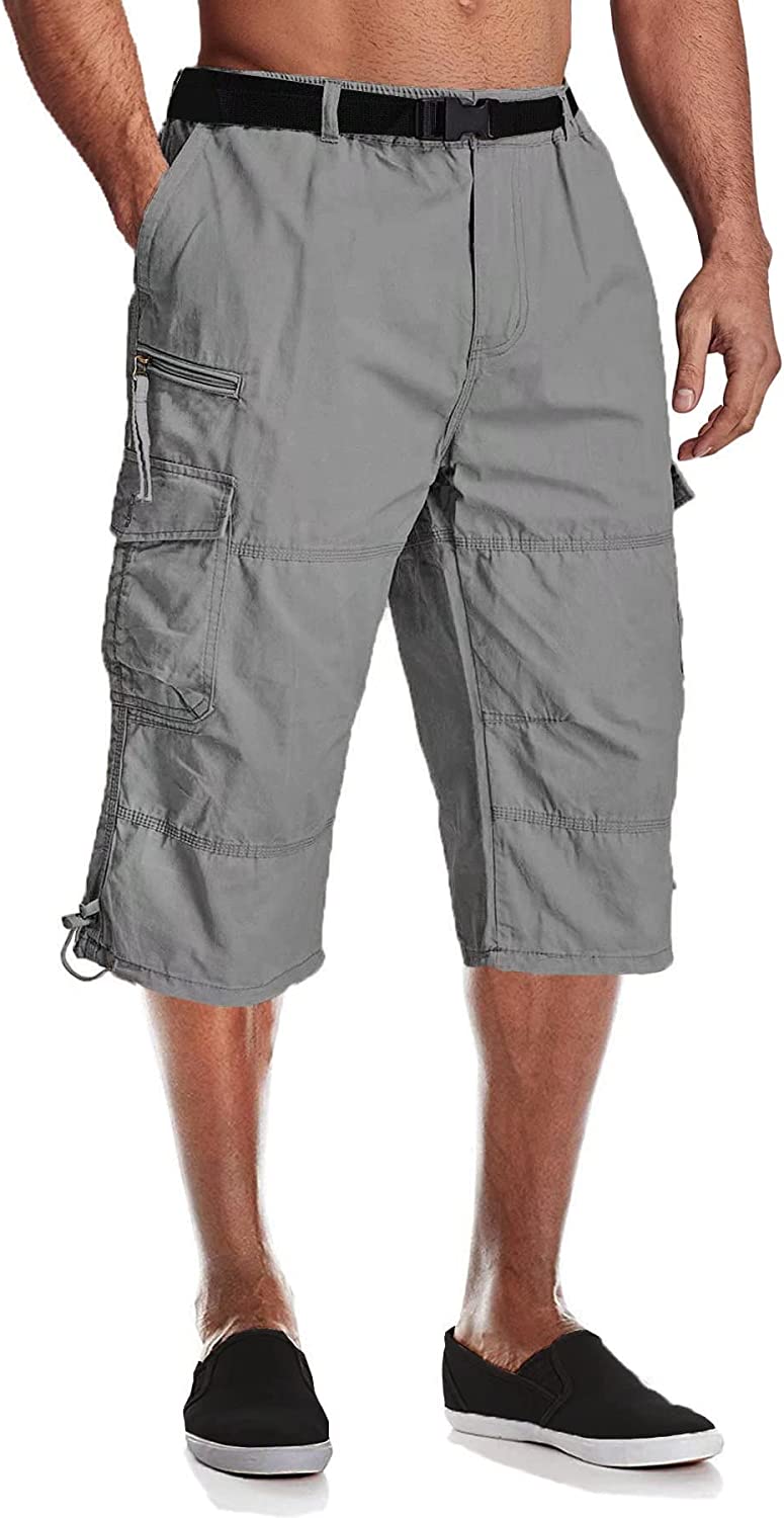 MAGCOMSEN Men's Capri Shorts Quick Dry Below Knee 3/4 Capri Pants with  Zipper Pockets for Workout Running Training Summer