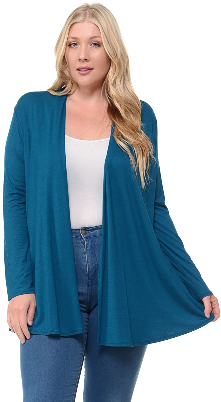 Pastel by Vivienne Women's Long Sleeve Jersey Plus Size Cardigan X