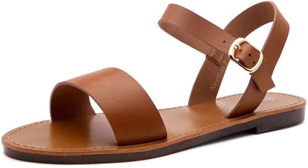 Herstyle Womens Keetton Open Toes One Band Ankle Strap Flat Sandals