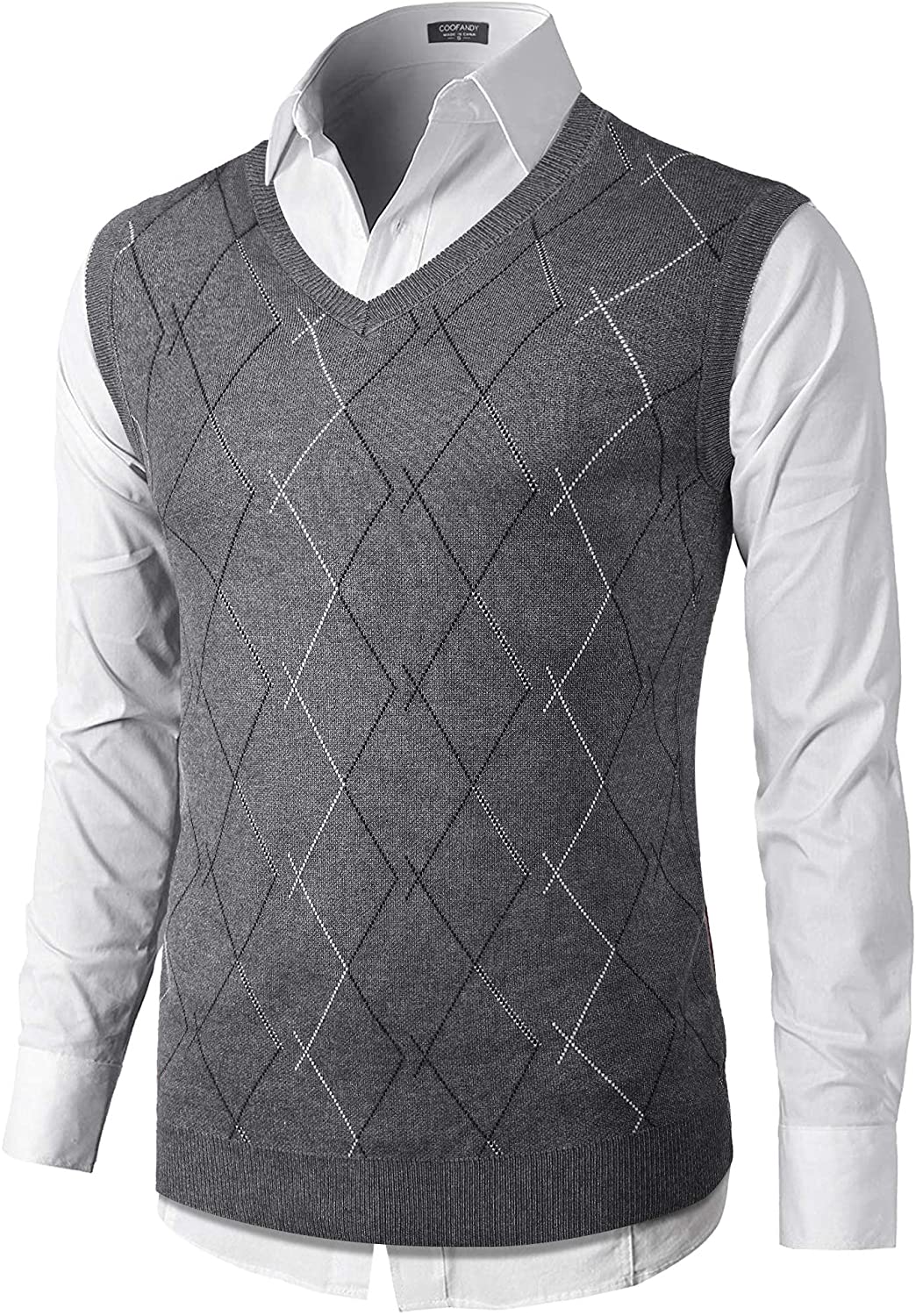 COOFANDY Mens Casual Slim Fit V Neck Knit Sweater Vest Sleeveless Pullover Sweaters Vest 