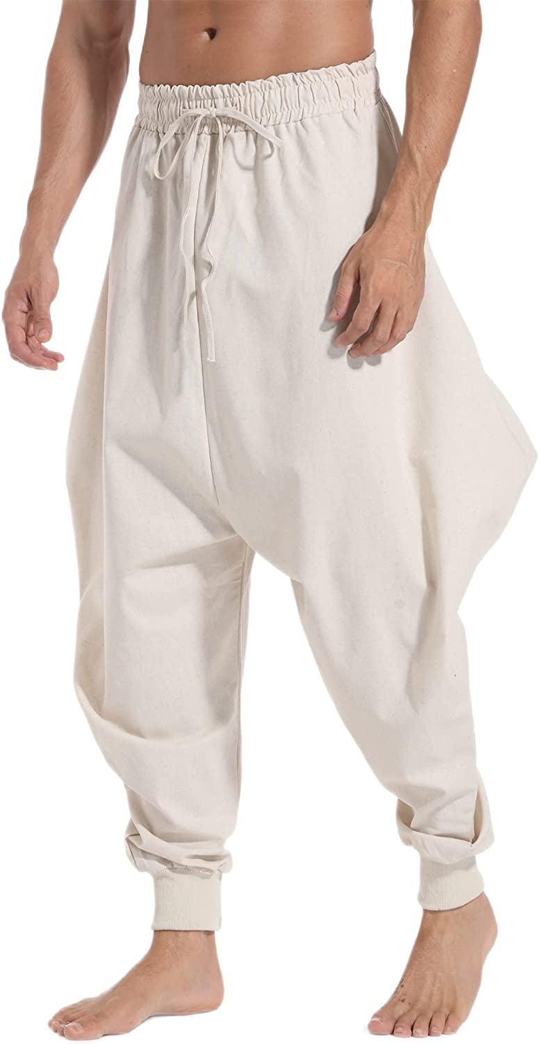 Men's Cotton Harem Pants, Boho Yoga Pants for Men