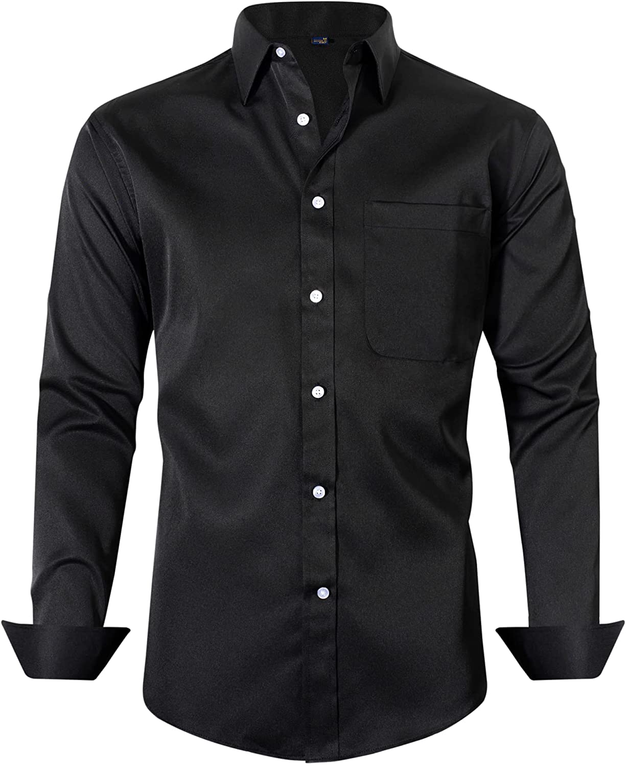 J.VER Men's Short Sleeve Dress Shirts with Pocket Casual Button Down Shirts  Wrinkle-Free Business Shirt Black Small at  Men's Clothing store