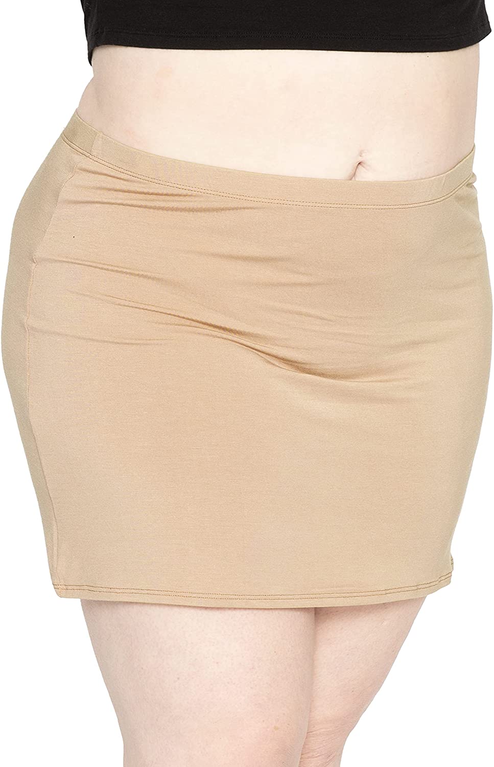 Women's Plus Size Cotton Soft Stretch Fabric Basic Mini Skirt Made in The USA 
