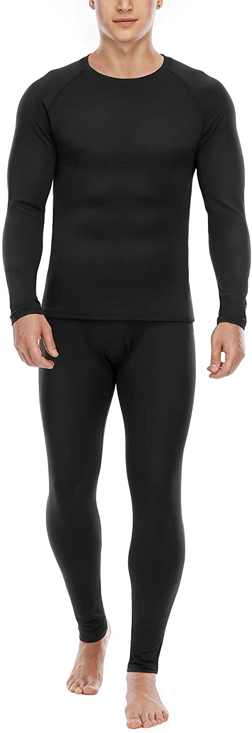Roadbox Thermal Underwear for Men Microfleece Lined Long Johns Base Layer Sports Compression Top and Bottom Set 