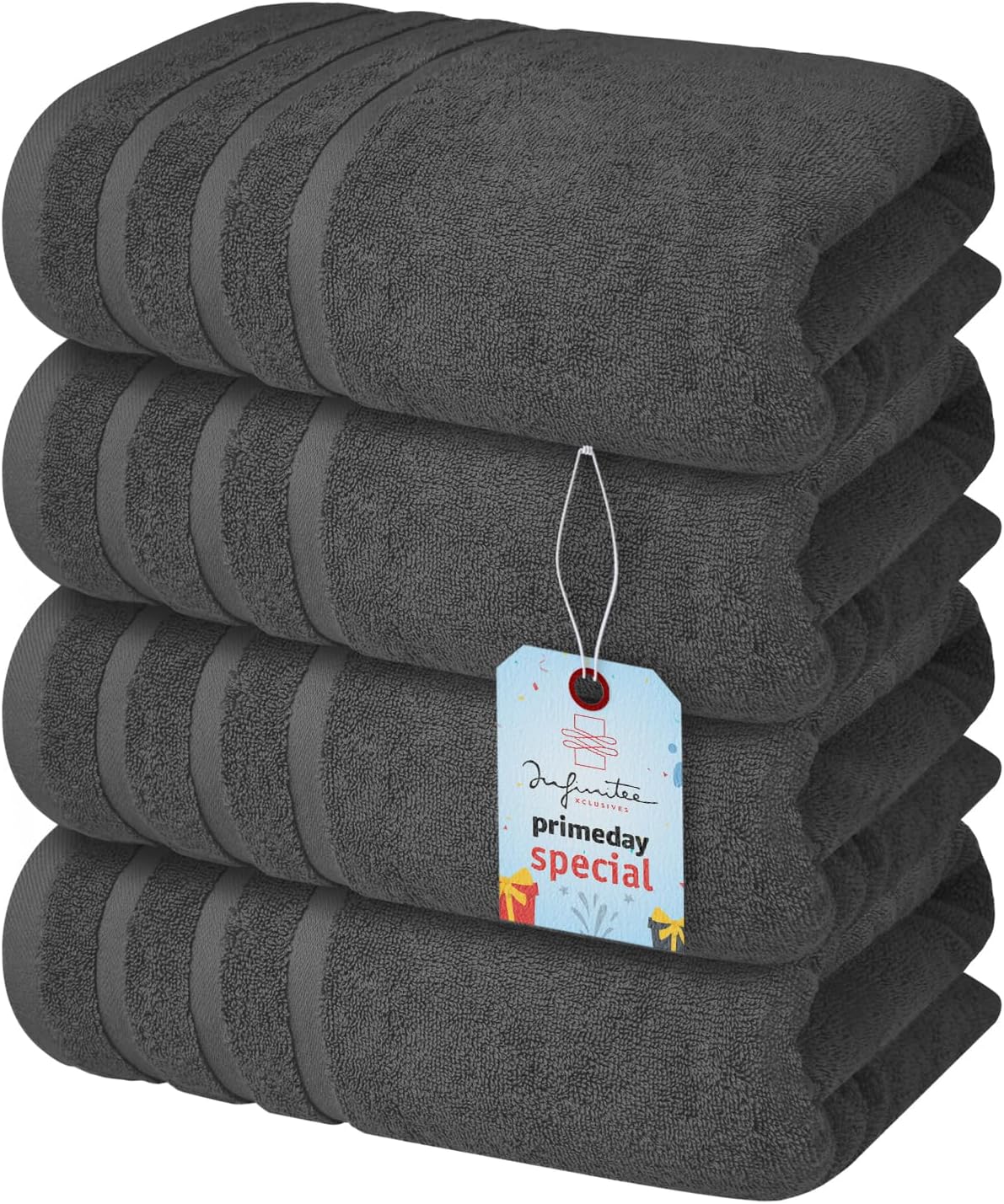 Infinitee Xclusvies Grey Bath Towels - 700 GSM 100% Cotton 27x54 Inche