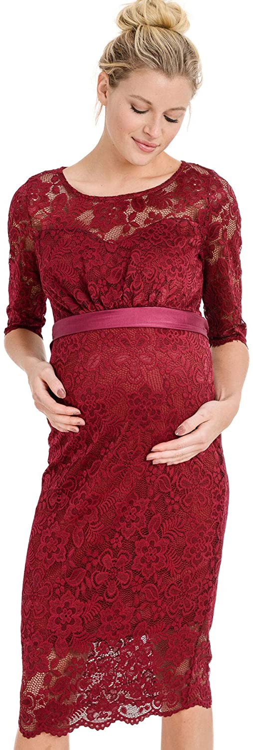 Hello MIZ Womens Baby Shower Floral Lace Maternity Dress 