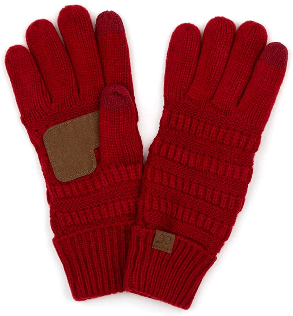 Funky Junque’s Beanies Matching Winter Lined Warm Knit Touchscreen Texting Gloves 