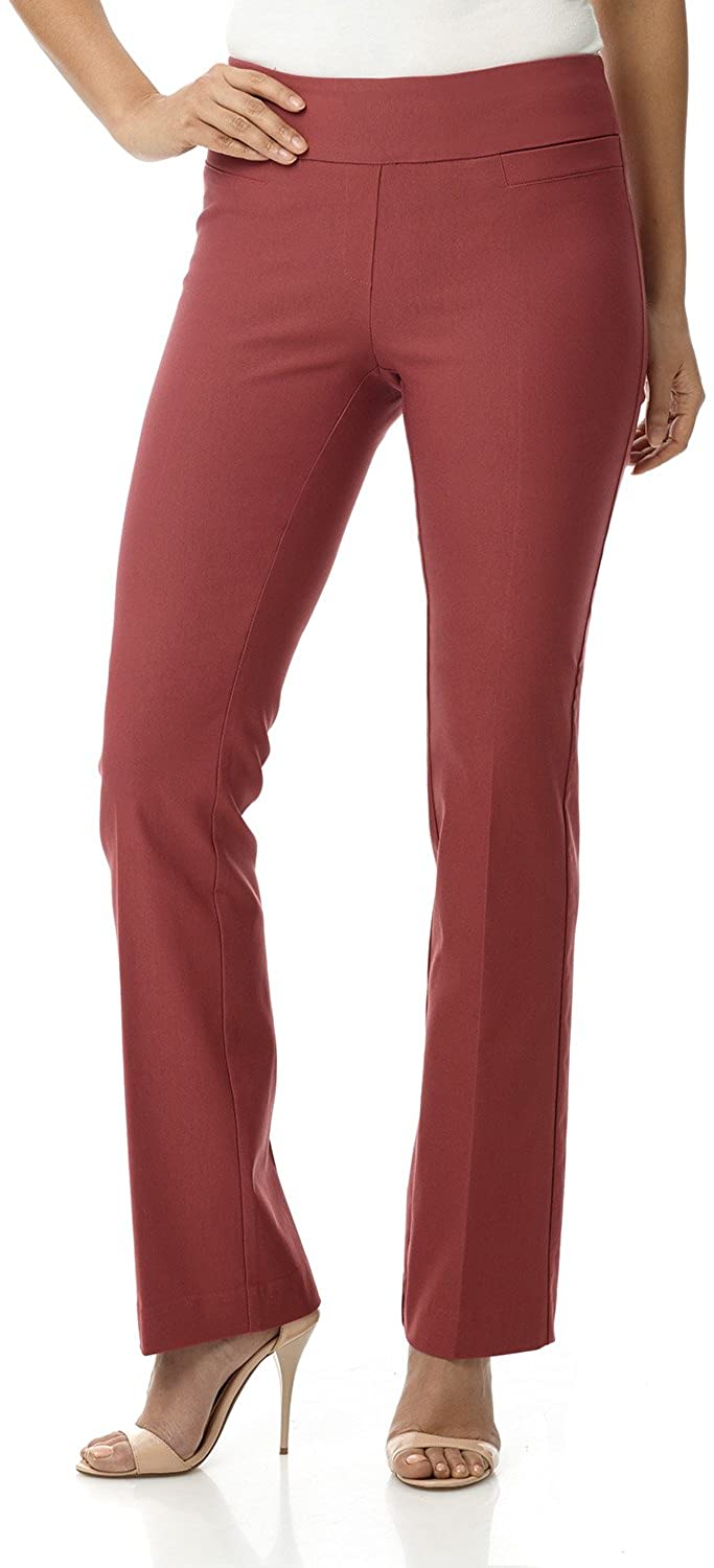 Rekucci Womens Ease into Comfort Bootcut Pant (10, Burgundy)