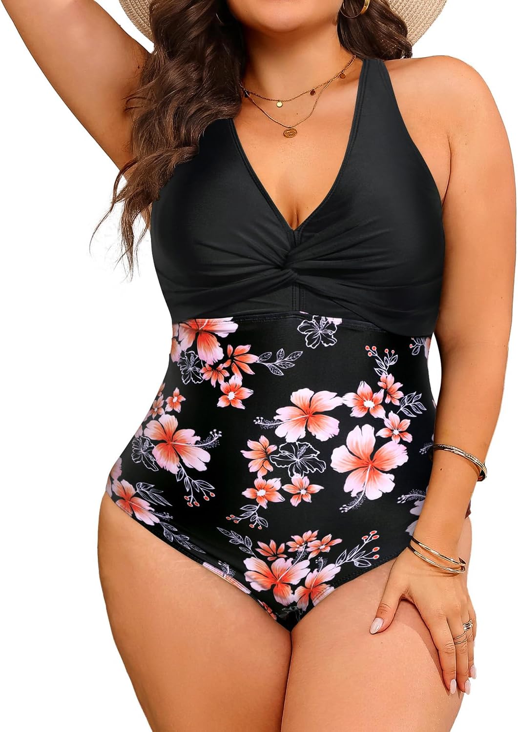 Aqua Eve Women Plus Size Swimsuits One Piece Tummy Control Bathing Suits  Retro Scalloped Twist Front Swimwear : : Clothing, Shoes 