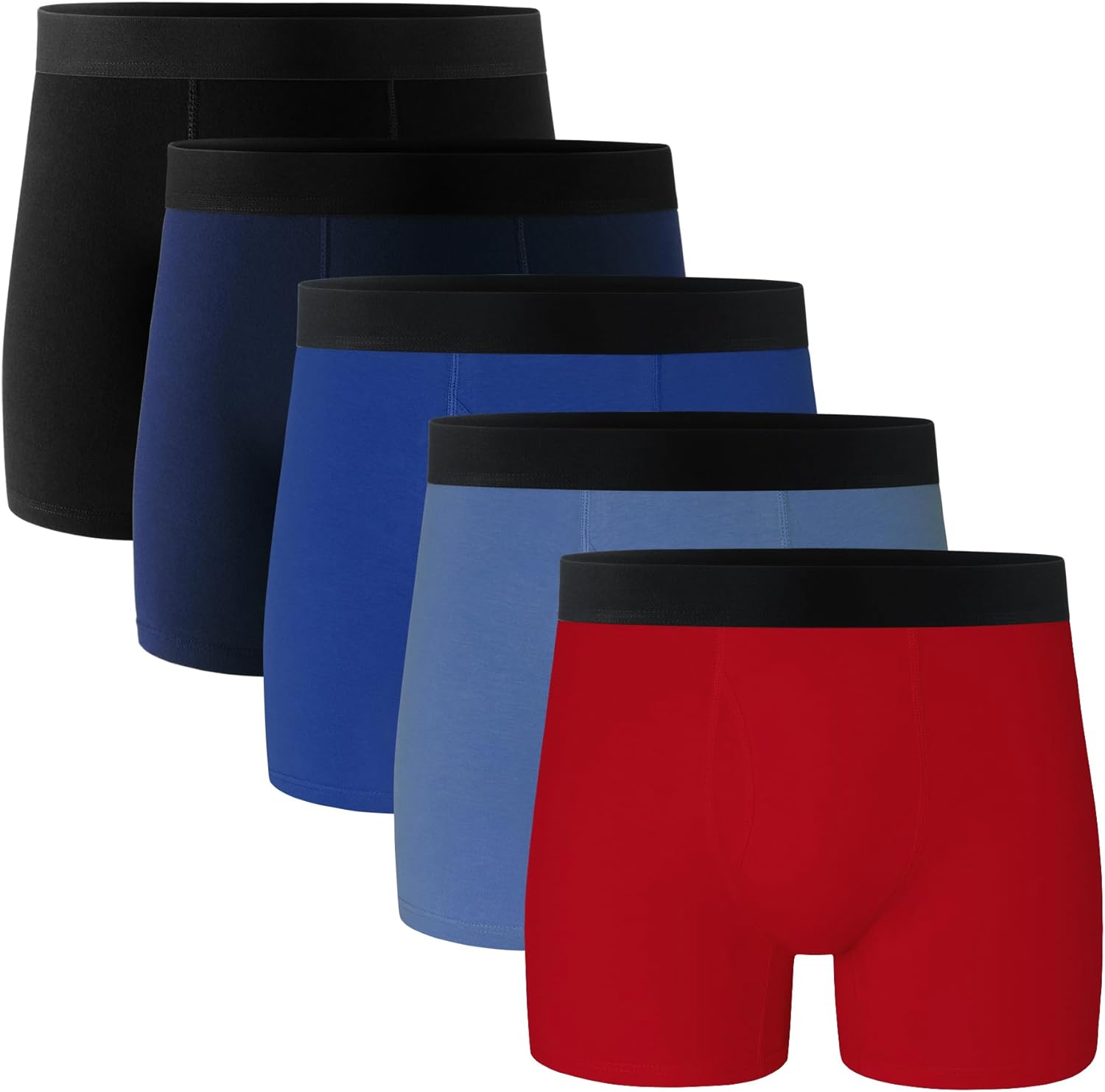 POPKOK Mens Underwear Tag-Free Cotton Stretch Boxer Briefs with Fly 5-Pack  : : Clothing, Shoes & Accessories