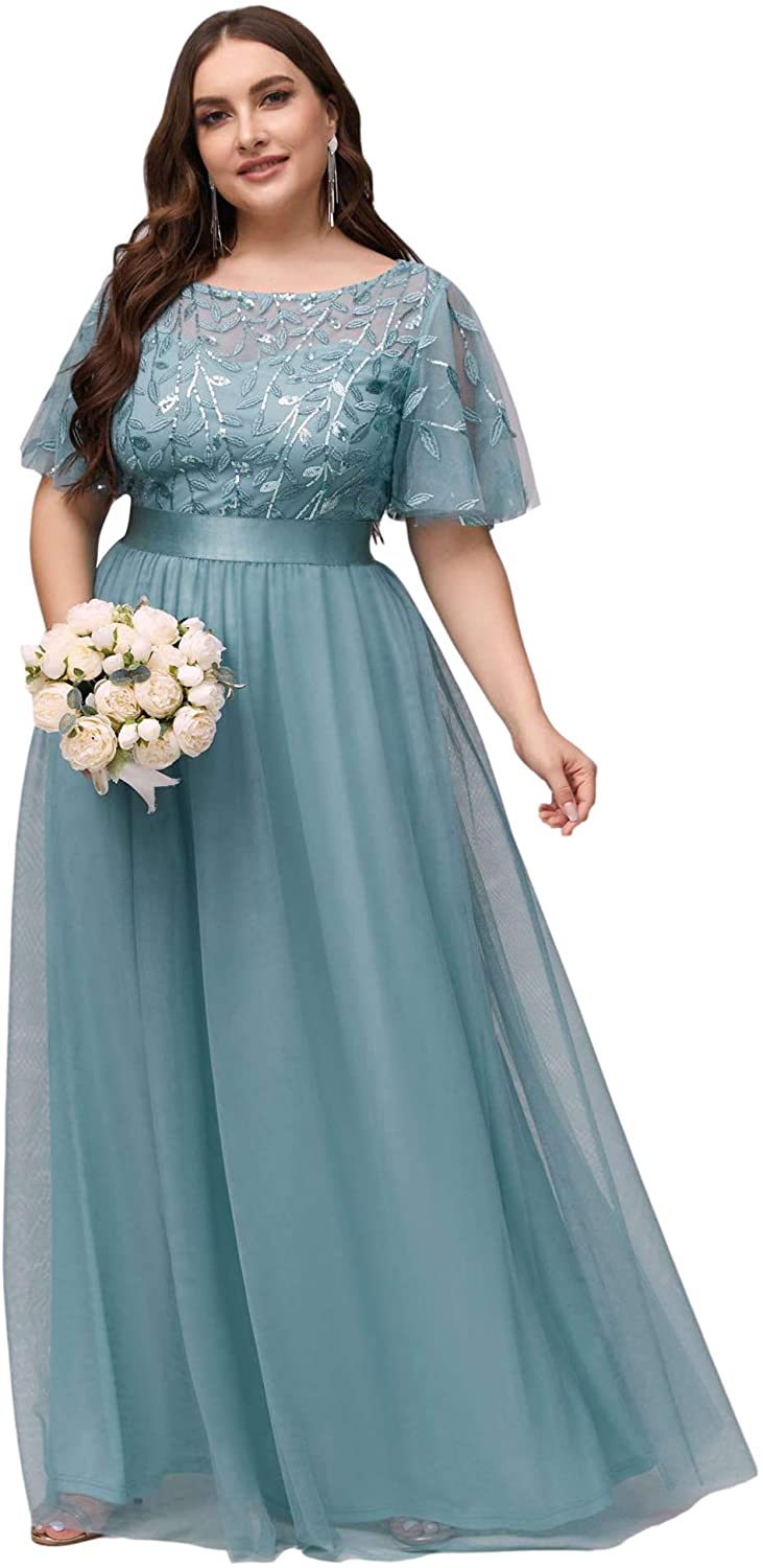 Ever-Pretty Women&#039;s A-Line Empire Embroidery Plus Size Prom Dress
