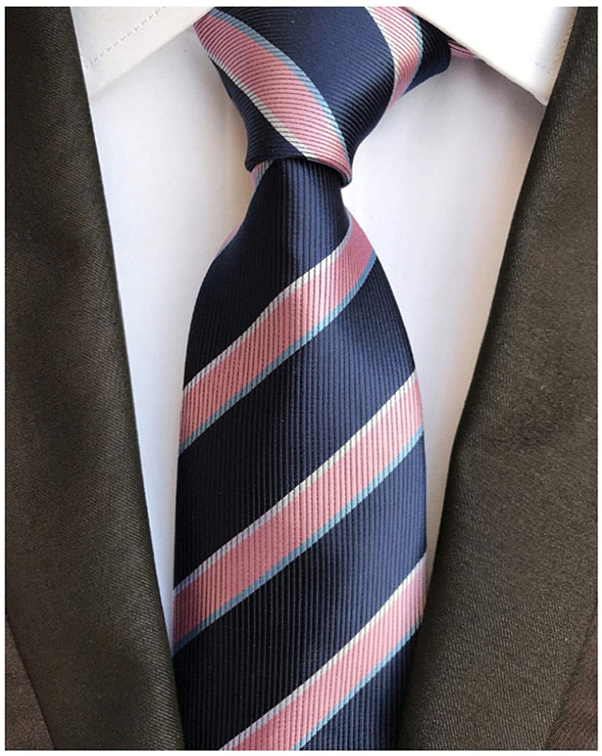 Details about   Letsmeet Men's Classic Stripe Tie Silk Necktie Formal Party College Daily Jacqua 