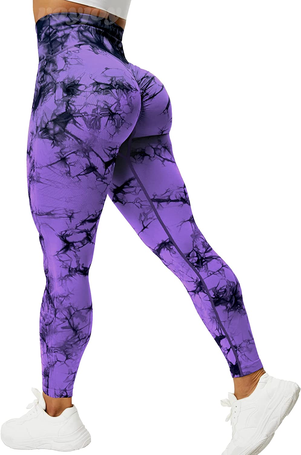 VOYJOY Tie Dye Seamless Leggings for Women High Waist Yoga Pants, Scrunch  Butt L