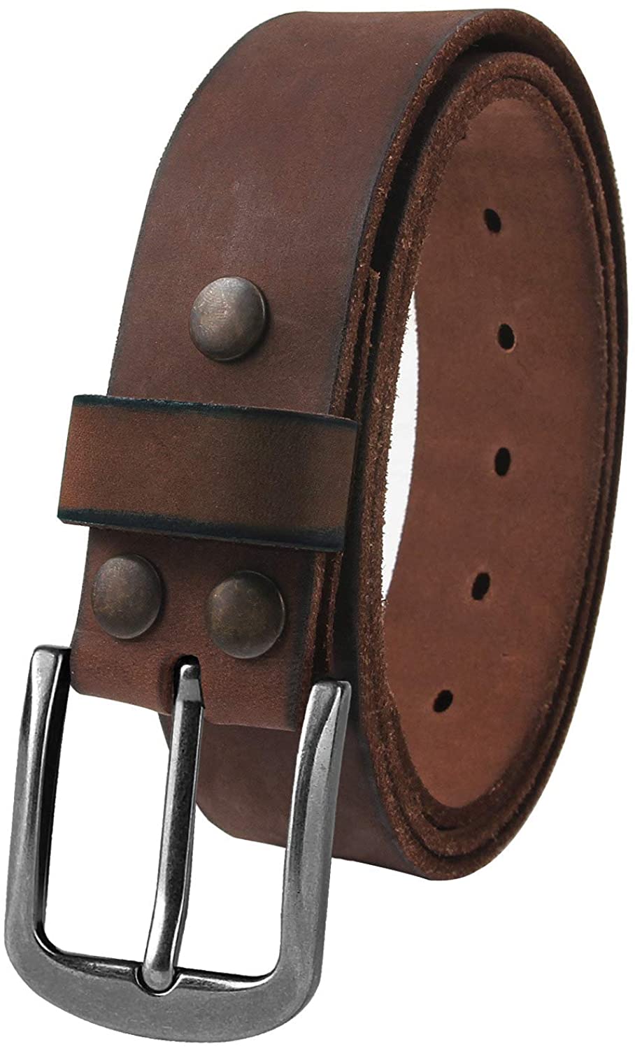 NPET Mens Leather Belt Full Grain Vintage Distressed Style Snap on ...