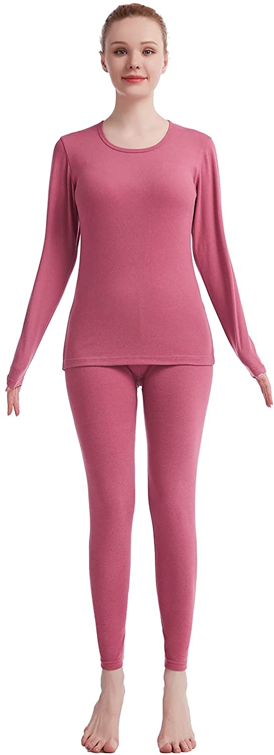 Thermal Underwear for Women Crew Neck Solid Ultra Soft Long John 
