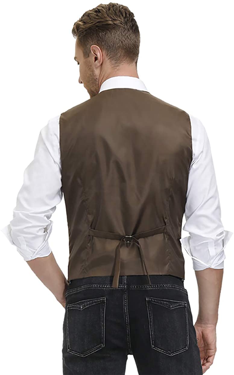 New Mens Wool Mix Herringbone Tweed Vintage Collar Waistcoat Tailored Fit Vest 