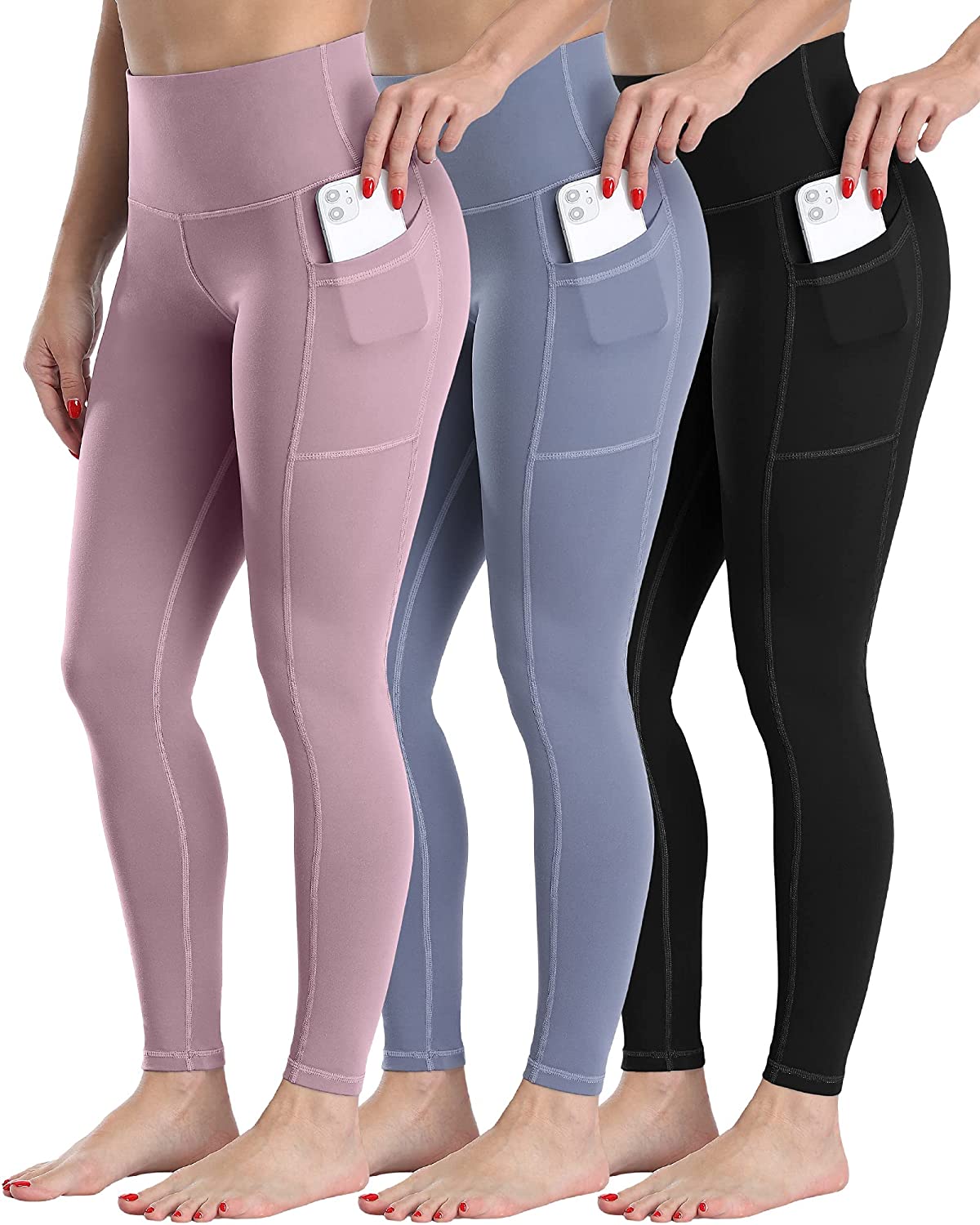 CHRLEISURE Leggings with Pockets for Women, High Waisted Tummy Control  Workout Yoga Pants(3Packs 3Black, S) : Clothing, Shoes & Jewelry 