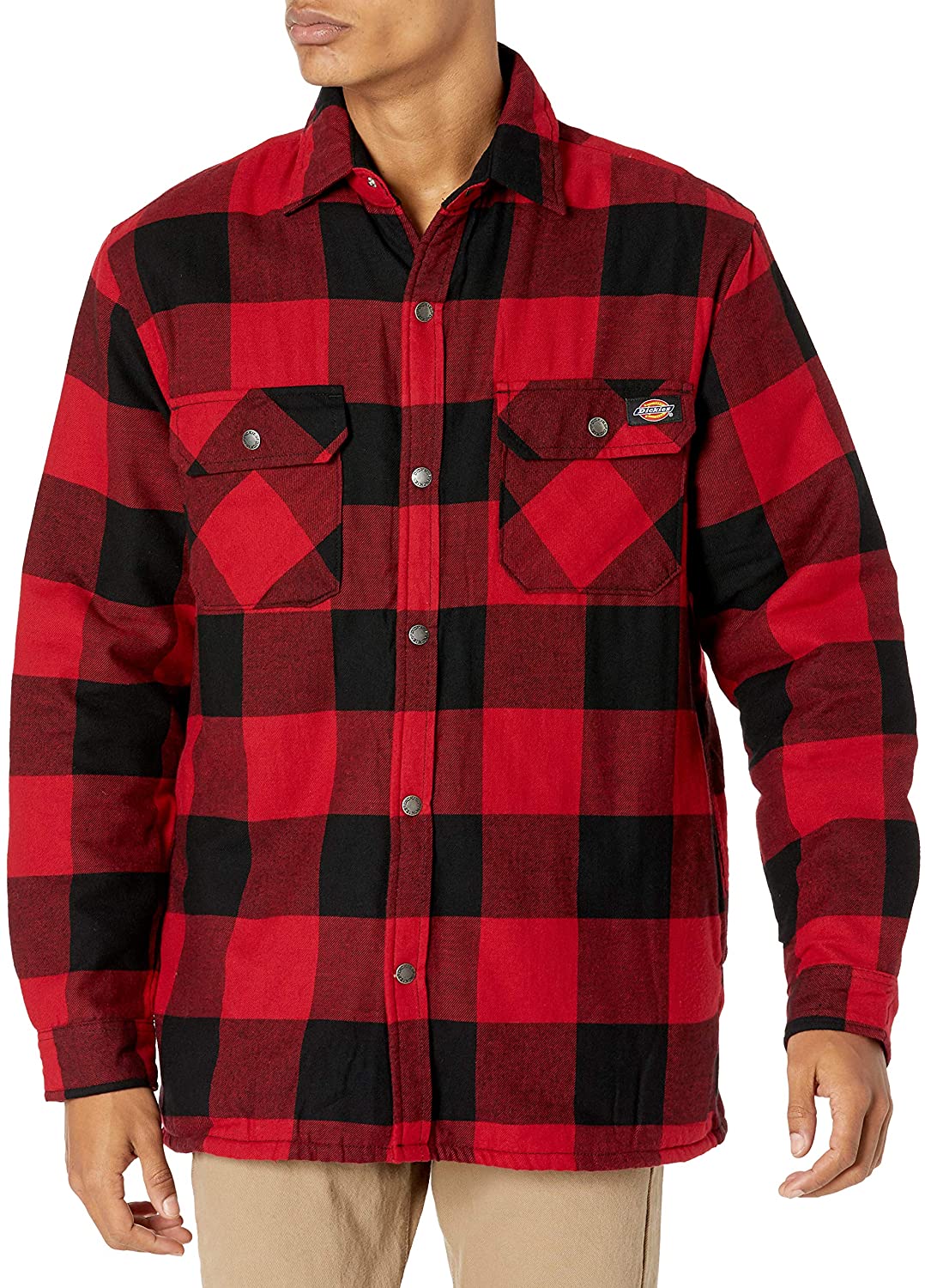 Dickies Men's Sherpa Lined Flannel Shirt Jacket with Hydroshield 