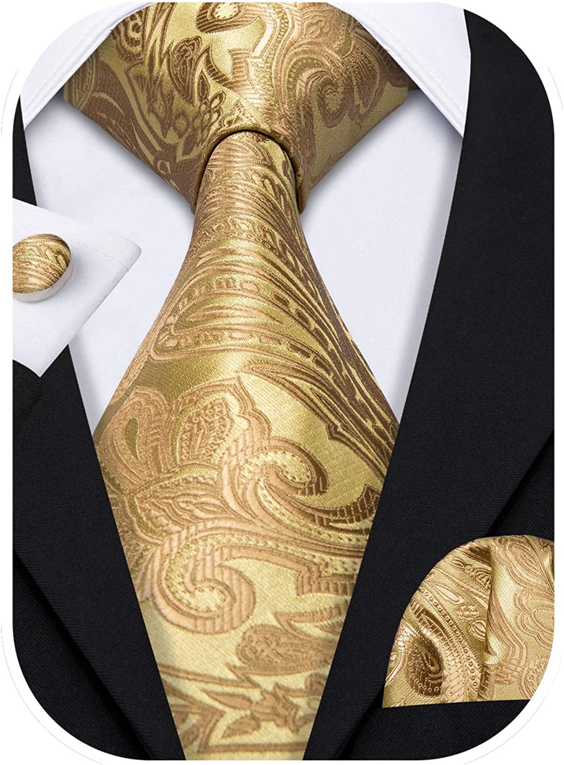 Barry.Wang Paisley Tie Fashion Set Hanky Cufflinks Neckties for 