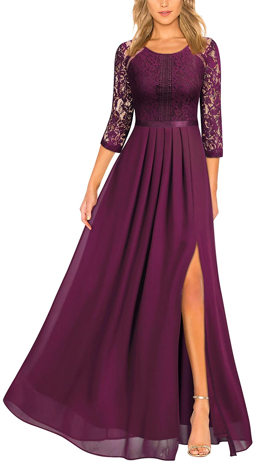 Miusol Women's Formal Lace Split Side Style Bridesmaid Maxi Dress | eBay