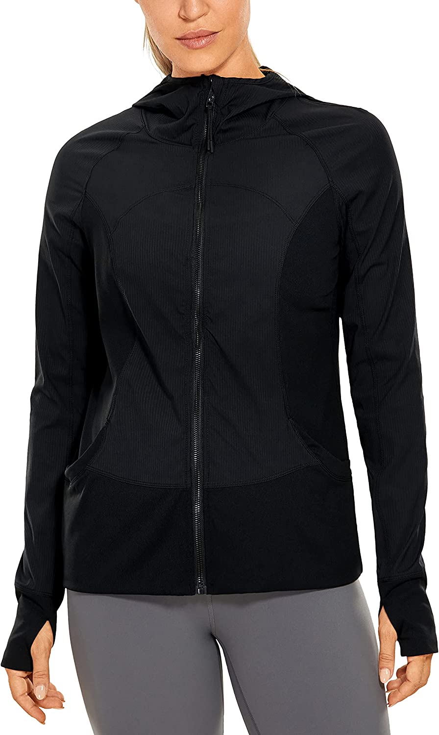 CRZ YOGA Women's Lightweight Breathable Athletic Jackets Full Zip  Sweatshirt Run