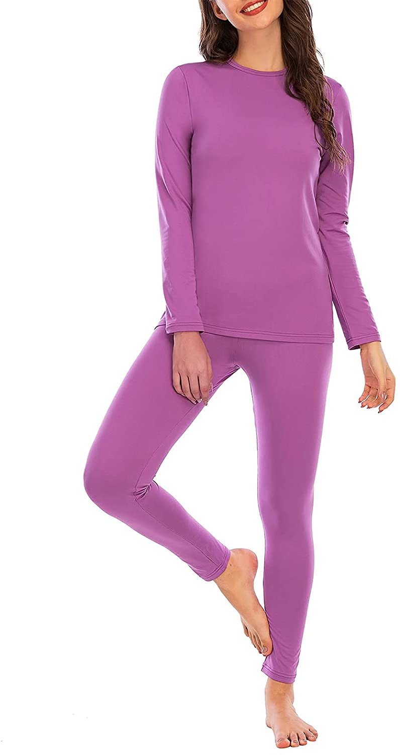 Buy Womens Thermal Underwear Set Long Johns Base Layer Fleece Lined Top and  Bottom Thermals Sets Loungewear Navy Medium at