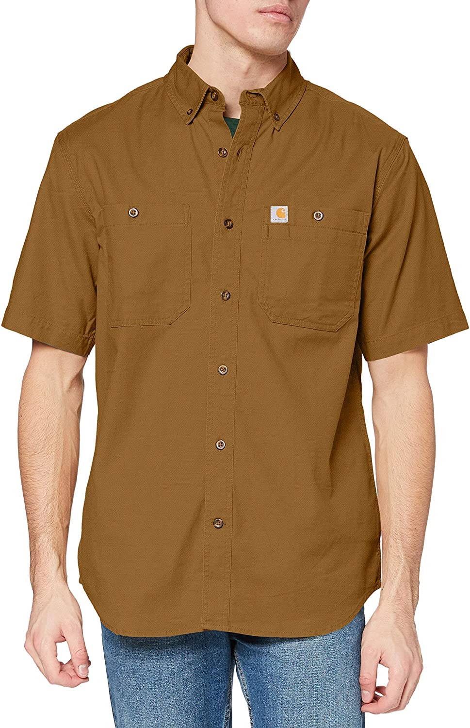 Carhartt Men's Navy Rugged Flex Rigby Short Sleeve Work Shirt