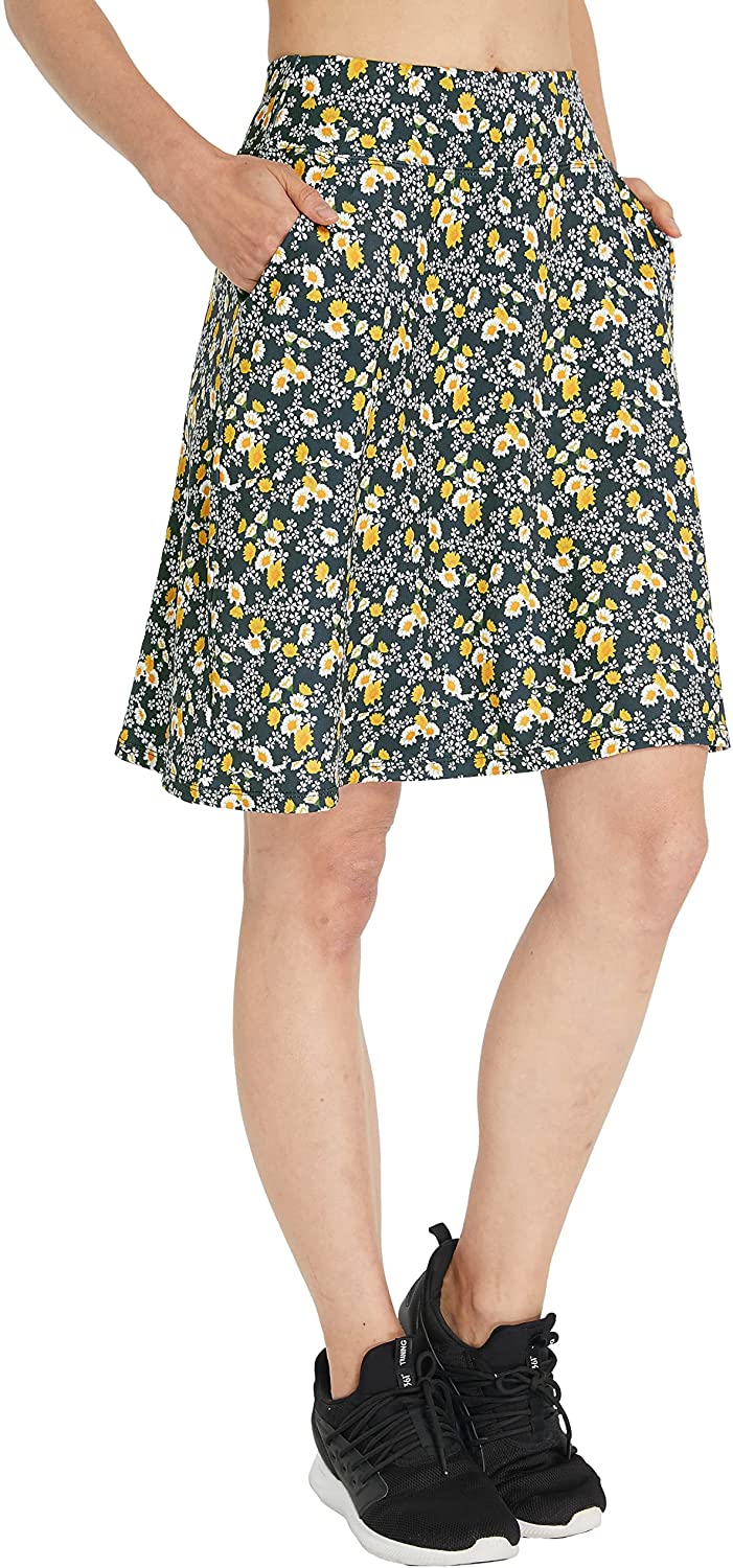 HonourSex Women's Knee Length Skorts with Pockets | Golf & Workout Skirts