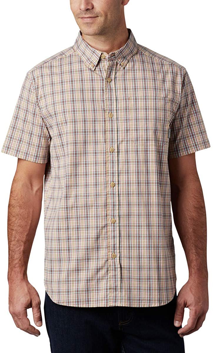 Columbia Mens Rapid Rivers II Short Sleeve Plaid Shirt Comfort Stretch Green XX-Large 