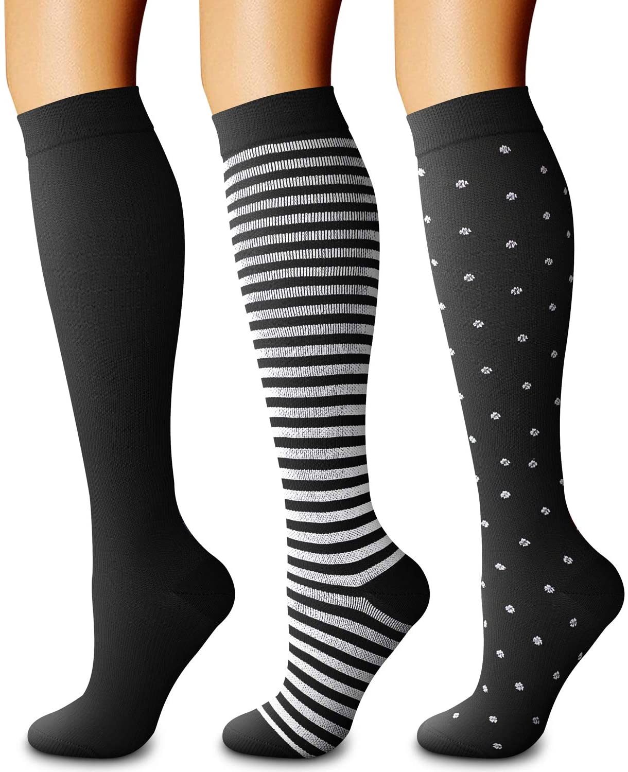 CHARMKING Compression Socks for Women & Men Circulation (3 Pairs)15-20 ...