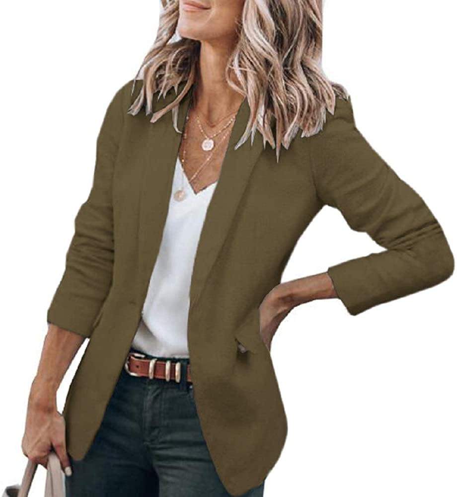 Imily Bela Womens Casual Blazers Long Sleeve Lapel Open Front Work Office Blazer Jacket with Pockets