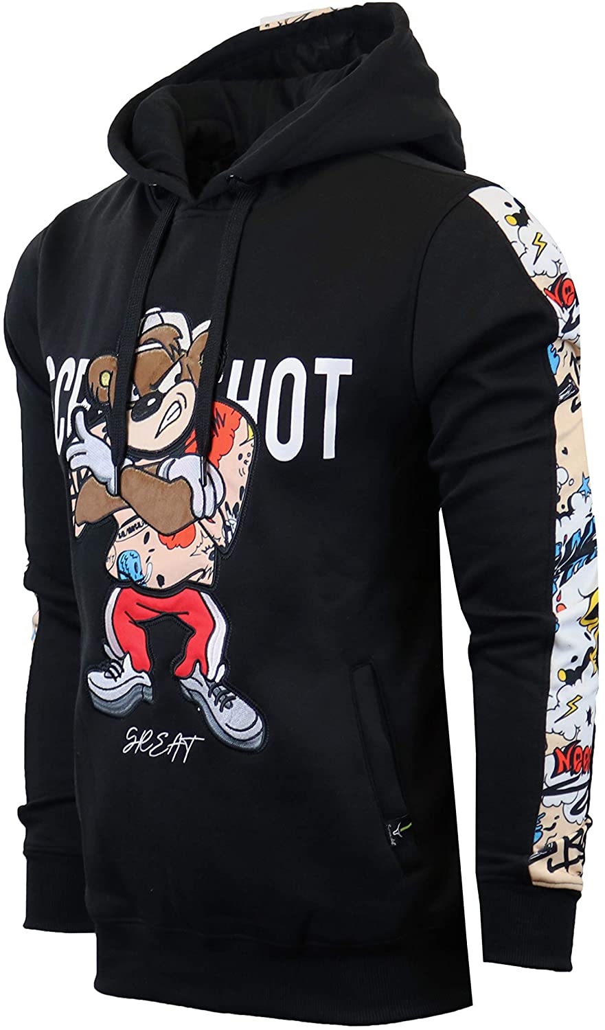 SCREENSHOT Mens Urban Hip Hop Premium Fleece Hoodie - Modern