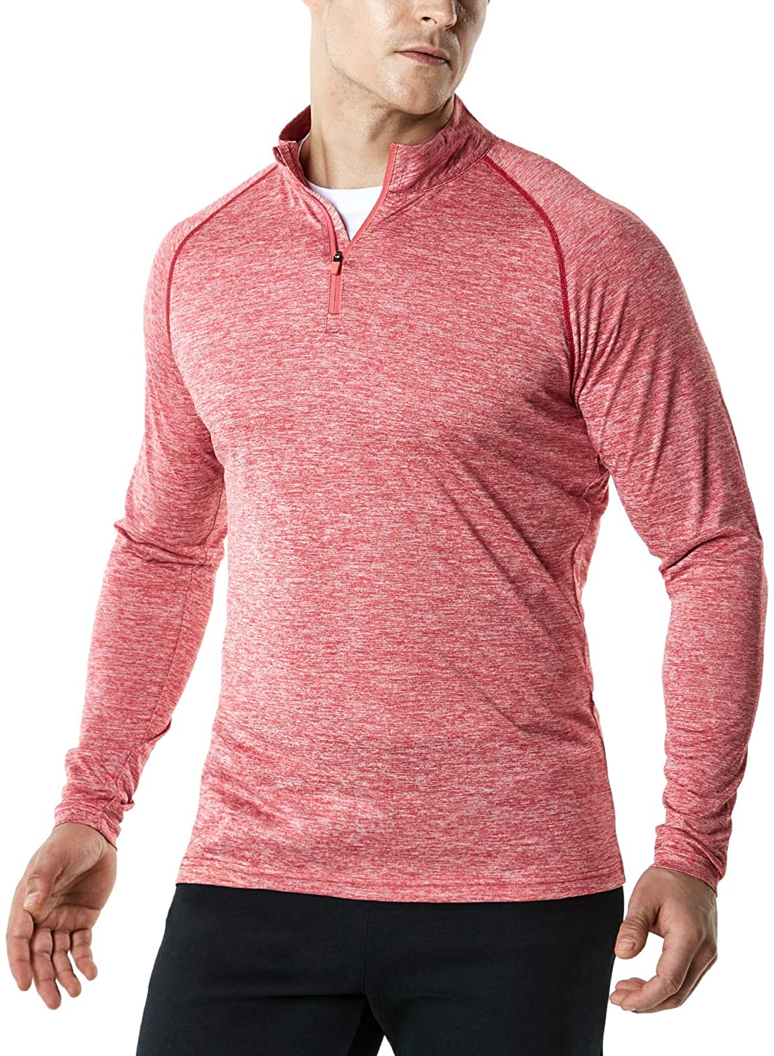TSLA Mens 1/4 Zip Pullover Long Sleeve Shirt Athletic Quarter Zip T-Shirt Quick Dry Performance Running Top 