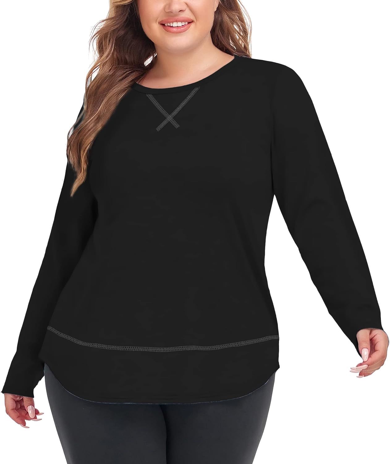  COOTRY Plus Size Workout Tops for Women Long Sleeve