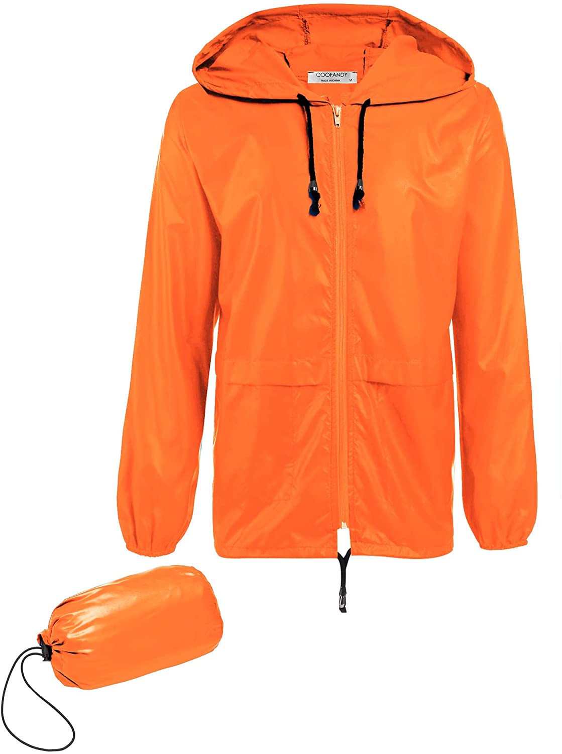 COOFANDY Mens Packable Rain Jacket Outdoor Waterproof Hooded Lightweight Classic Cycling Raincoat 