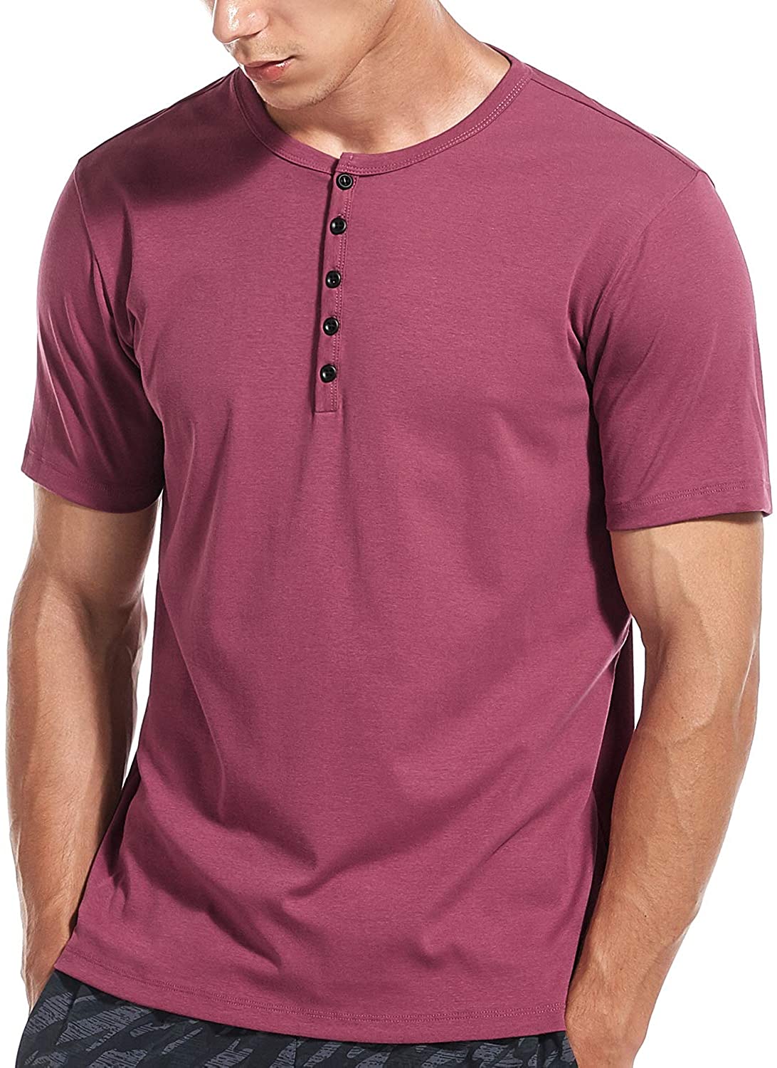 Short Sleeve Henley Shirts for Men Slim Fit | eBay