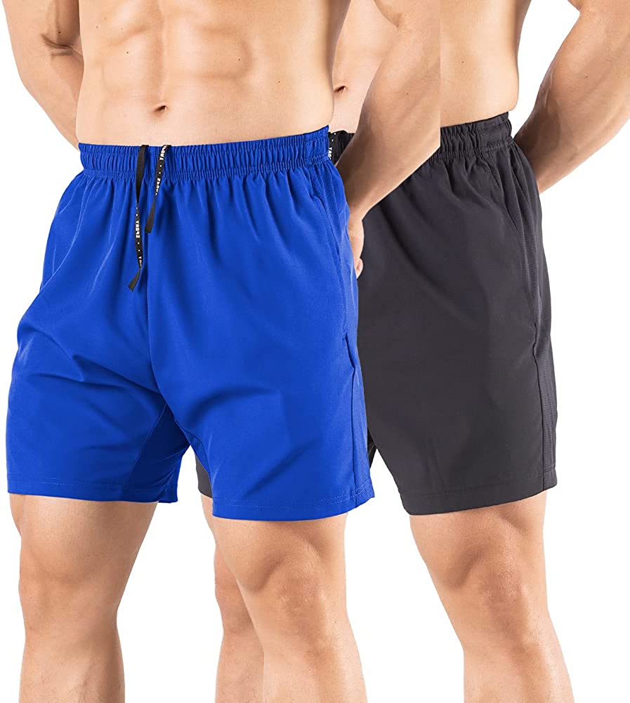 Gaglg Men's 5 Running Shorts 2 Pack Quick Dry Athletic Workout Gym Shorts  with