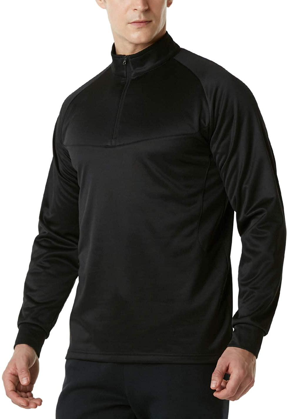 TSLA Mens Quarter Zip Thermal Pullover Shirts Winter Fleece Lined Lightweight Running Sweatshirt