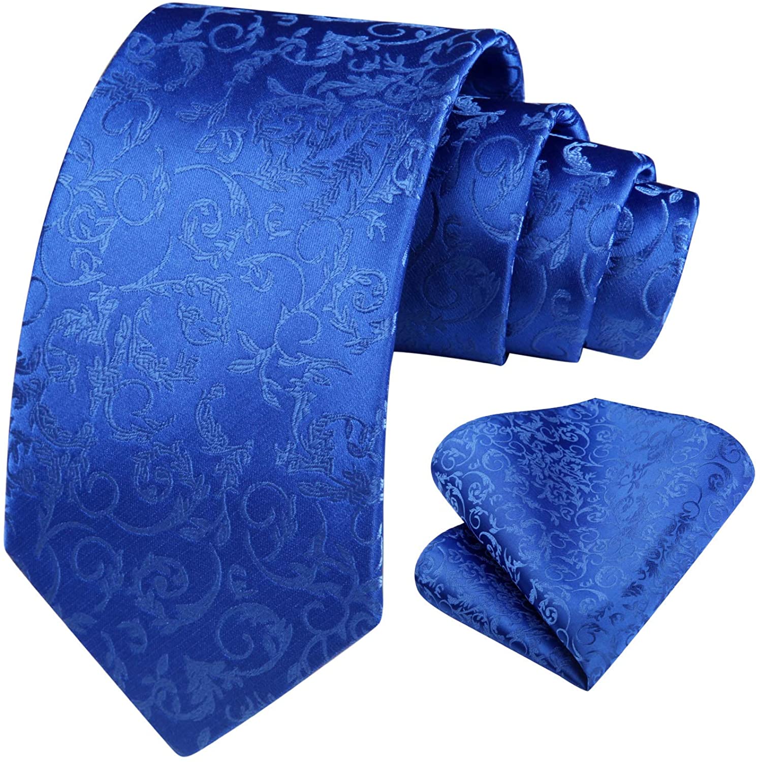 HISDERN Solid Paisley Tie for Men Handkerchief Woven Classic Flower Men ...