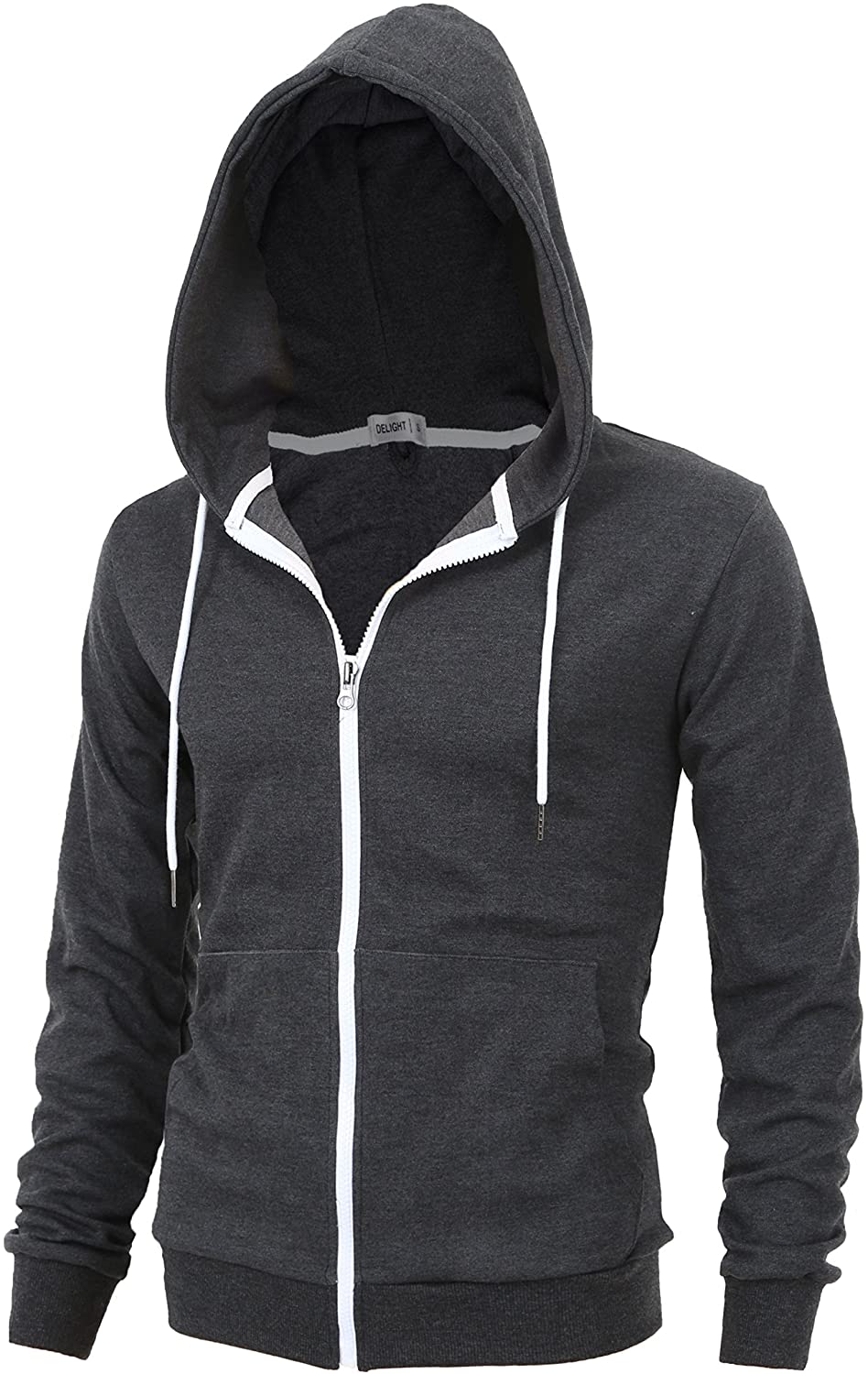 "DELIGHT" Men's Fashion Fit Full-zip HOODIE with Inner Cell 