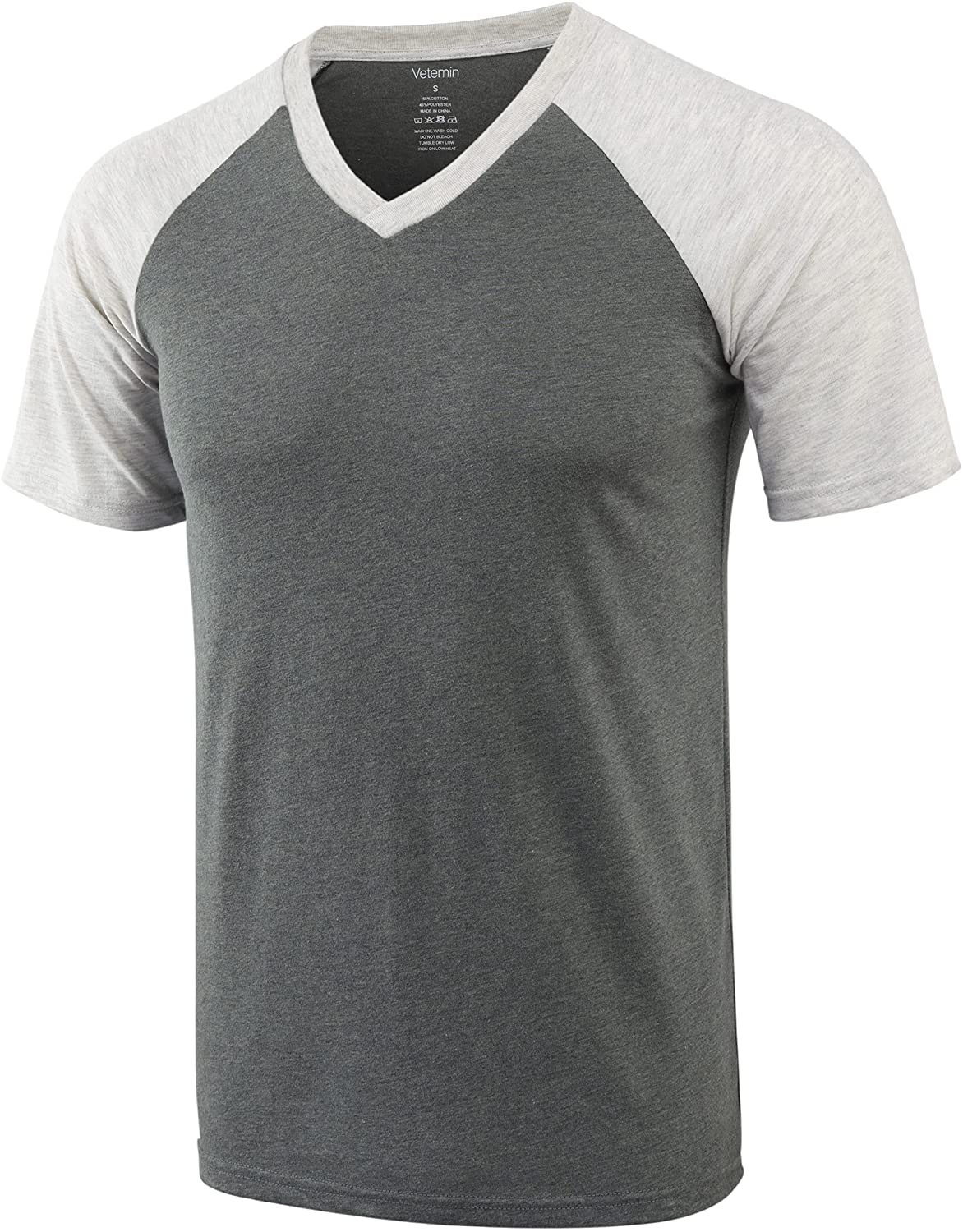 Vetemin Men's Casual Breathable Tagless Active Hiking Baseball V Neck T Shirts 