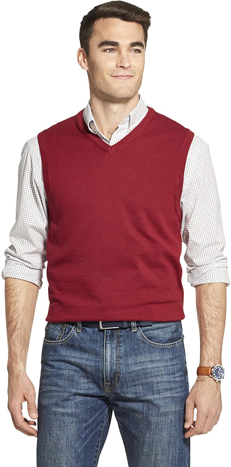 IZOD Men's Premium Essentials Solid V-Neck 12 Gauge Sweater 