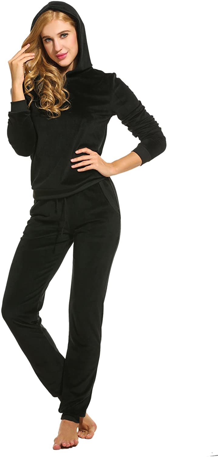Hotouch Women's Solid Velour Sweatsuit Set Hoodie and Pants Sport Suits ...