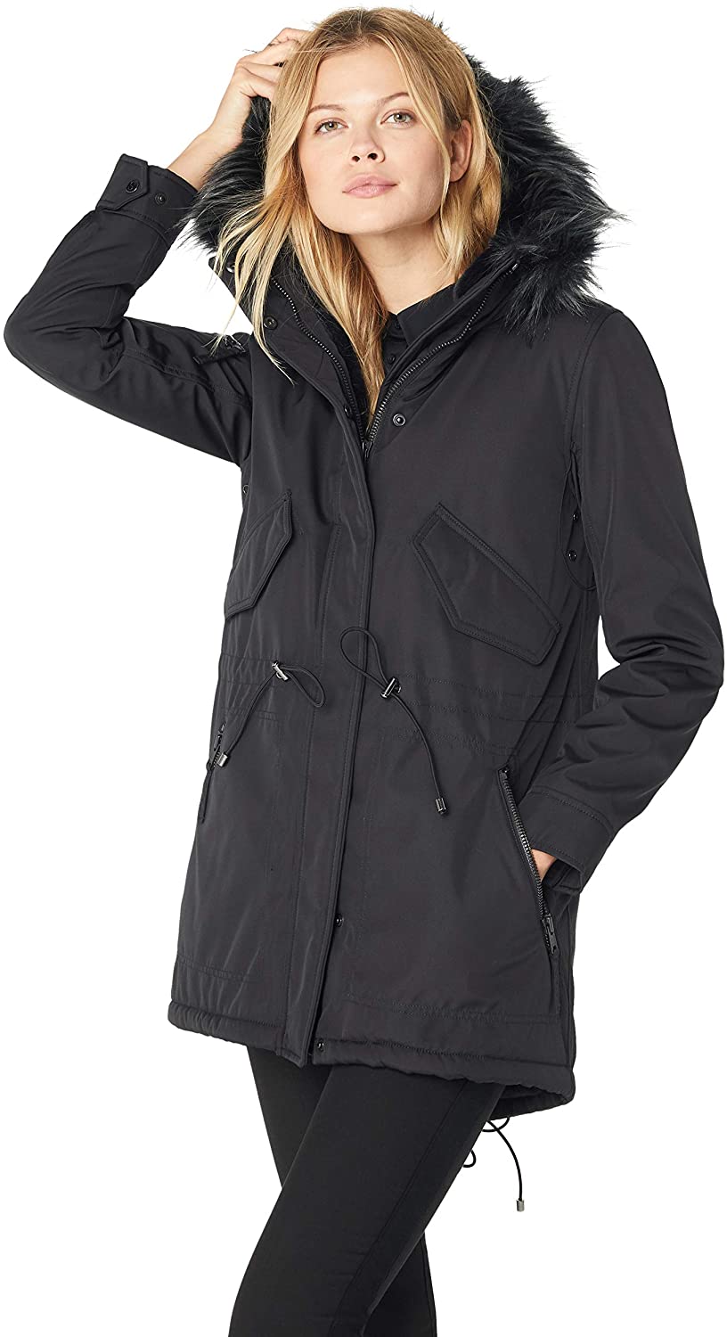 Navy faux fur 2025 lined luxe parka