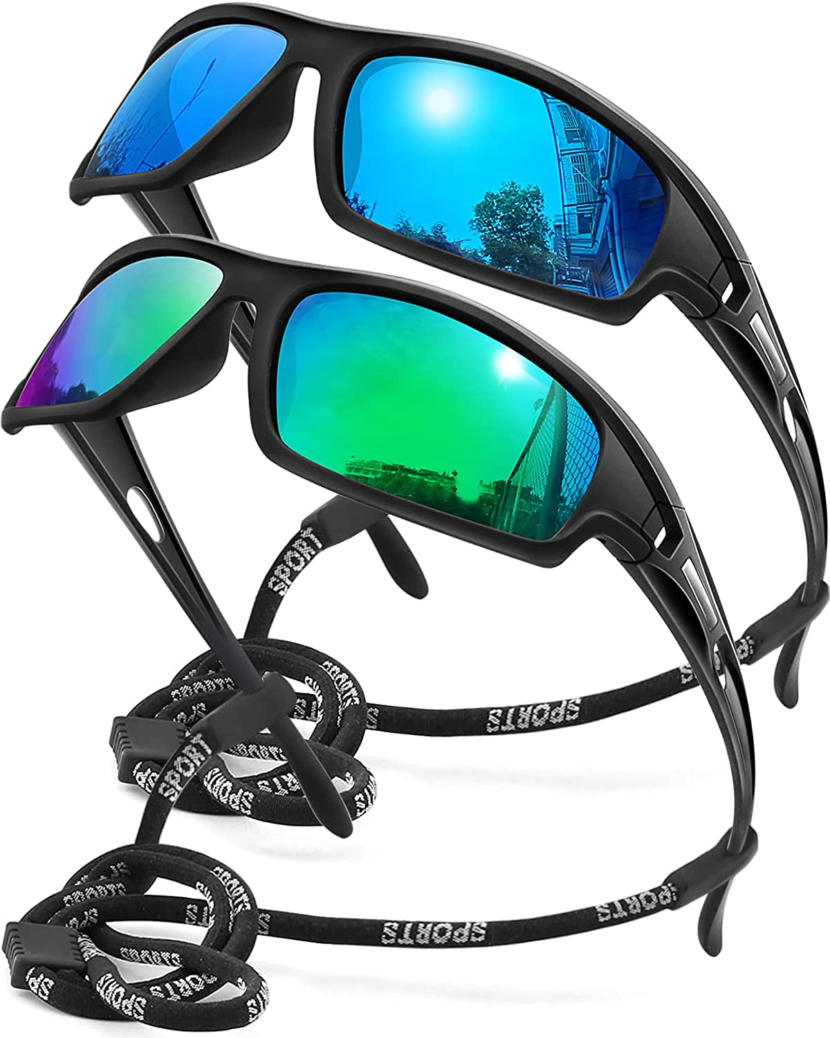 AWGSEE Polarized Sports Sunglasses for Men 100% UV Protection Wrap Around  Unbrea