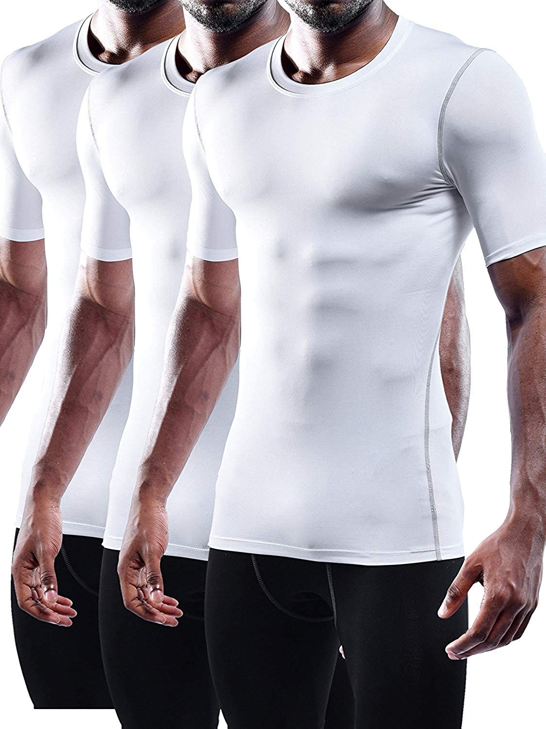 NELEUS Men's 3 Pack Athletic Compression Base Layer Workout Shirt